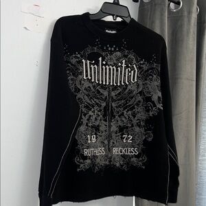 Men’s Ecko Y2K Unlimited Black Thermal long sleeve Medium Afflictions design